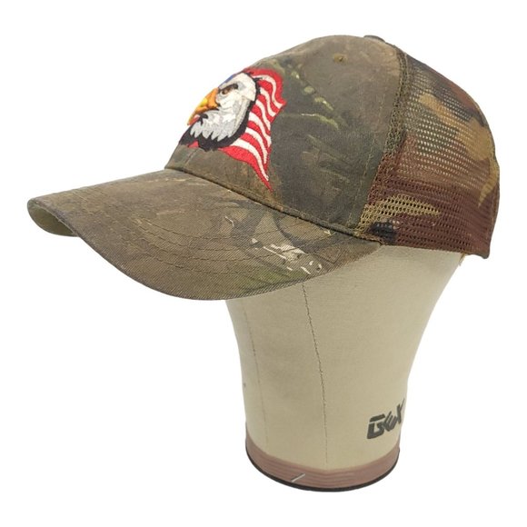 Vintage Camouflage Eagle Flag 3D Patch Mesh Snapback Trucker Hat Baseball Cap - Picture 3 of 12